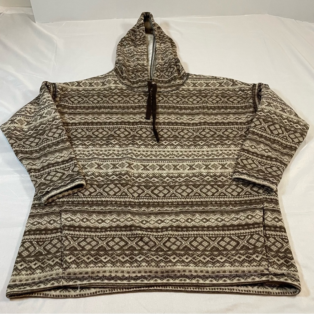Lauren Active Ralph Lauren Fair Isle Fleece Hoodie Brown Geometric Pullover 1X